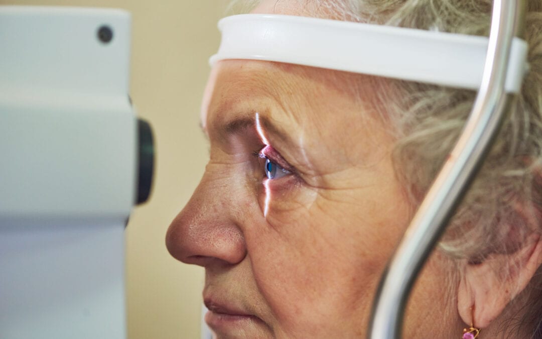 eyesight check of adult female woman